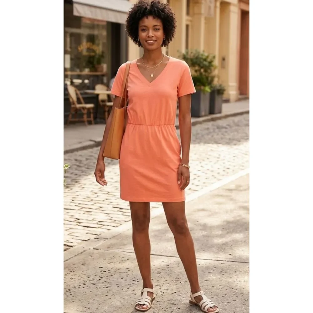 Kate Spade Saturday Short Sleeve V-Neck Cinch Waist Mini Dress Women's Size XS